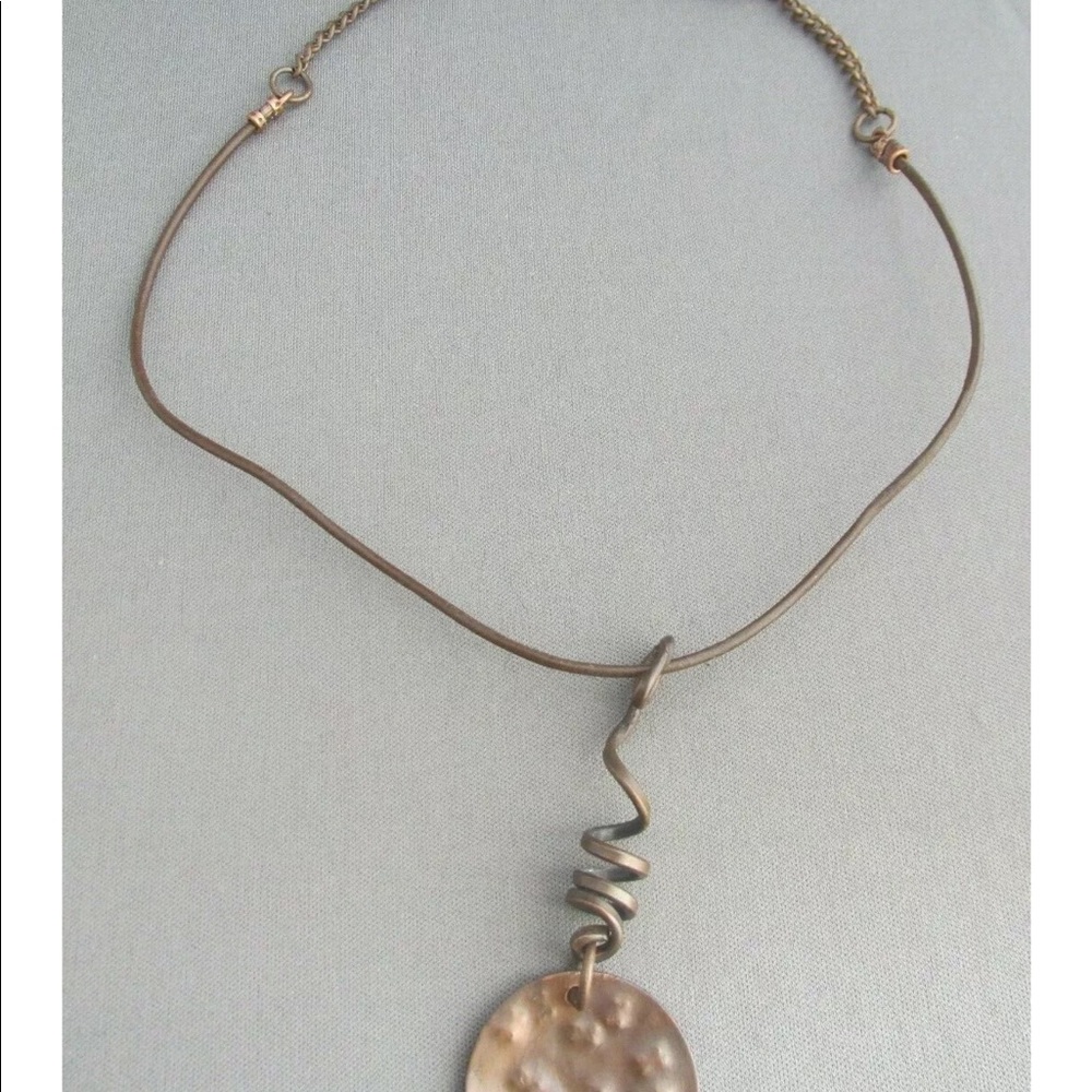 Hand made steampunk copper leather necklace